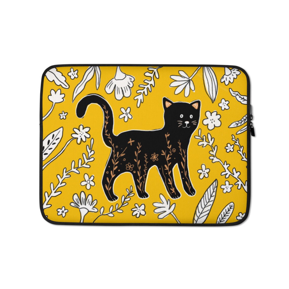 Black Cat Laptop Sleeve Etsy