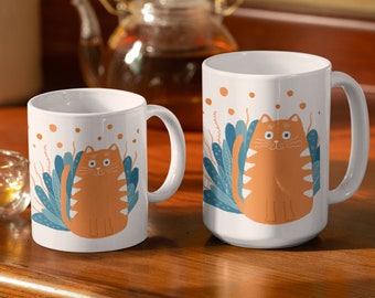 Orange Cat Coffee Mug | Cat Lover  Birthday Gift | Funny Coffee Mug | Cute Mug For Cat Mom | Halloween Gift Idea