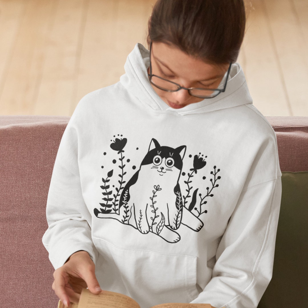 Black & White Cat Unisex Hoodie - Etsy