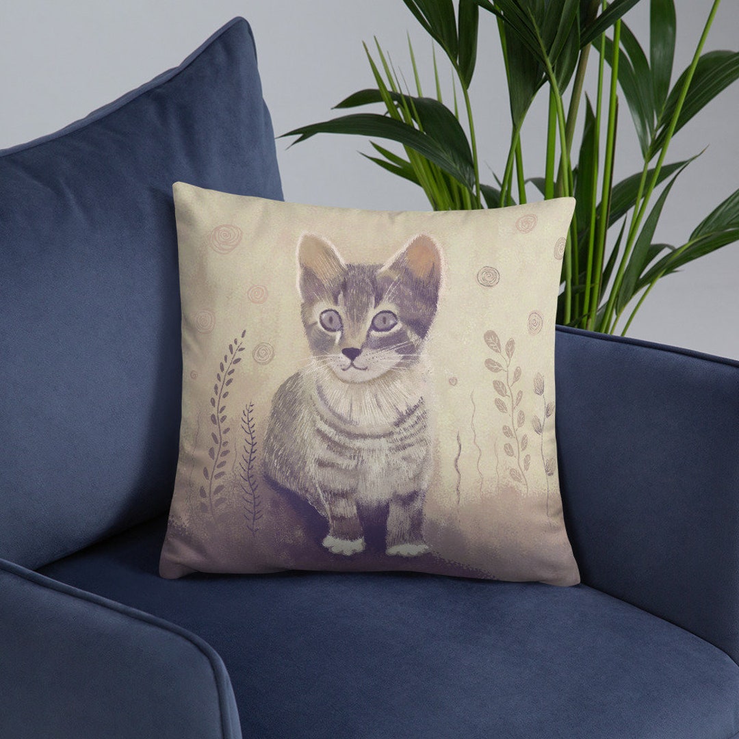 Grey Tabby Cat Pillow Etsy