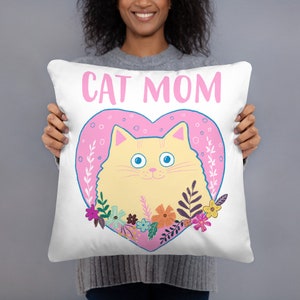 Cat Mom Throw Pillow