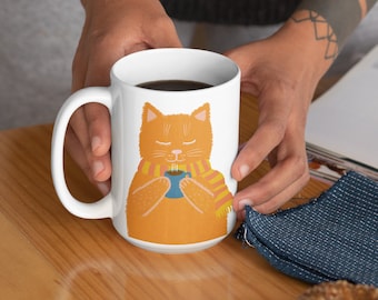 Orange Cat Coffee Mug | Cozy Fall Tea Cup Gift
