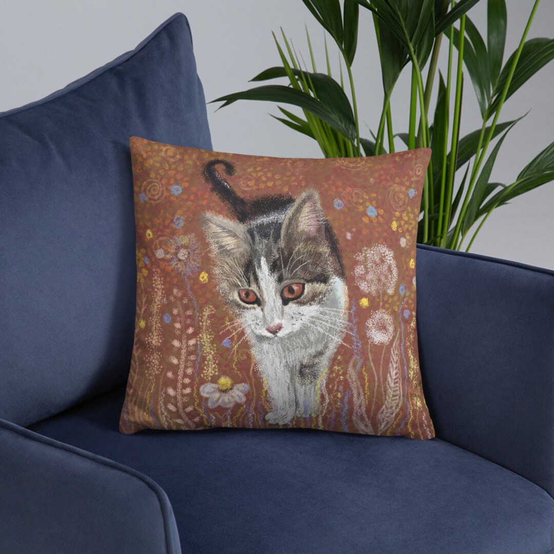 Cute Tabby Cat Pillow Etsy