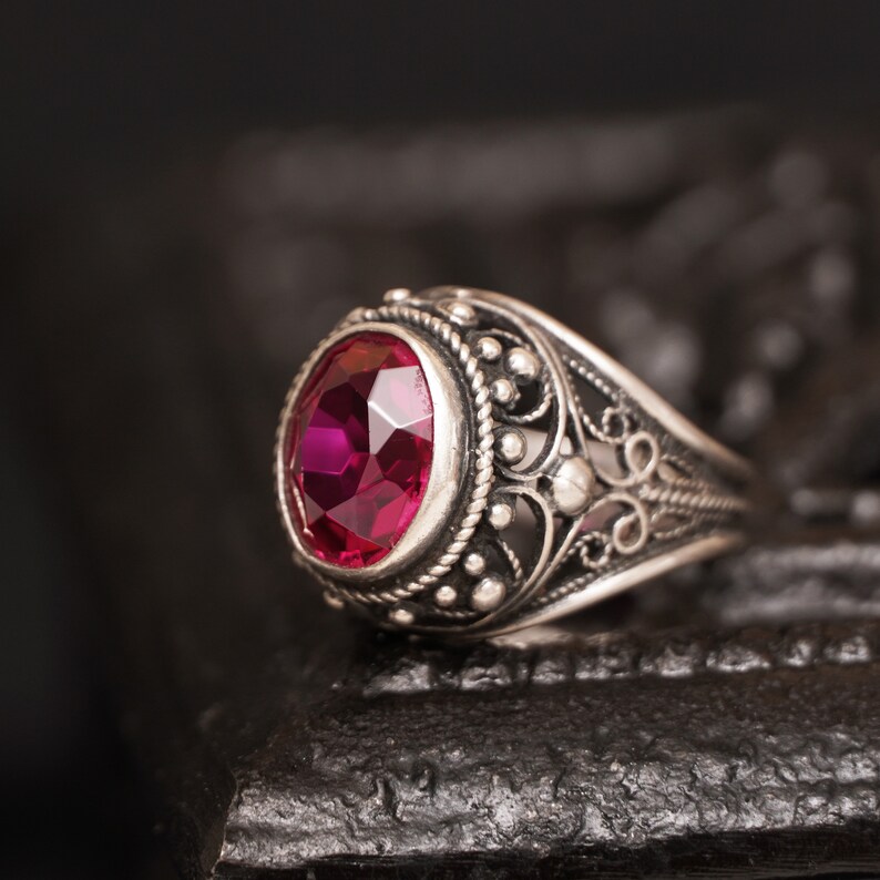 Vintage ruby ring for women Large gemstone ring Engagement | Etsy