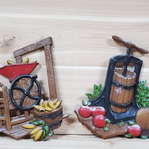 Vintage Metal Wall Décor Old-Timey Hand-Crank Corn Grinder/Sheller & Hand-Turned Apple Press by Burwood Products DIY Paint Farmhouse Kitchen