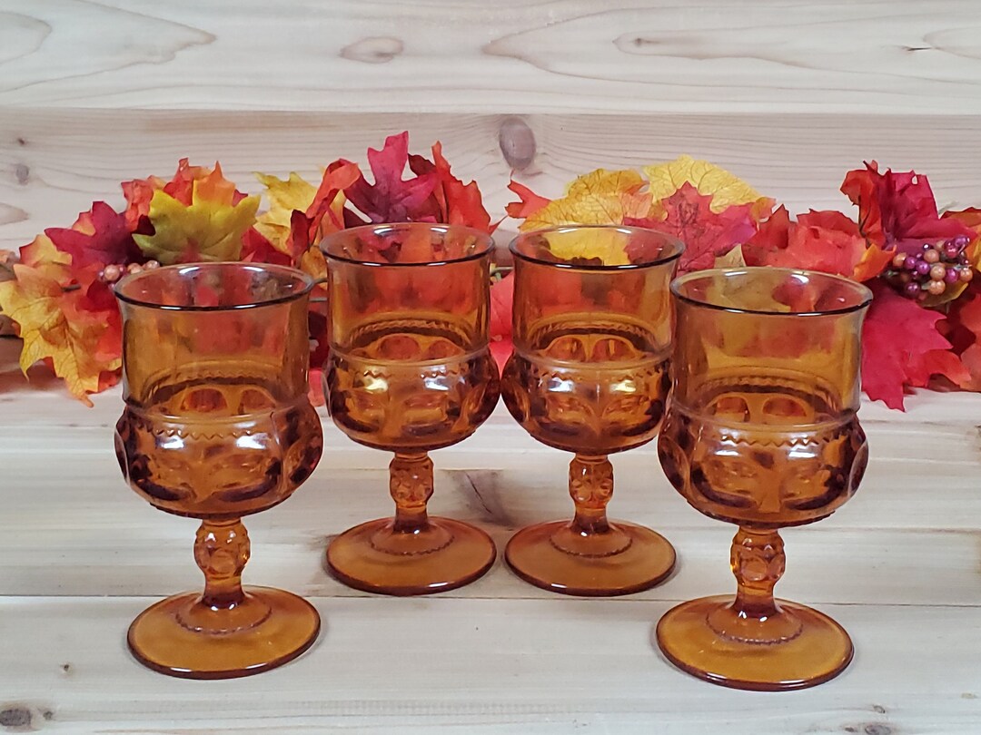 Vintage Color Crown AMBER 7-oz Footed Goblets (set of 4) by COLONY C ...