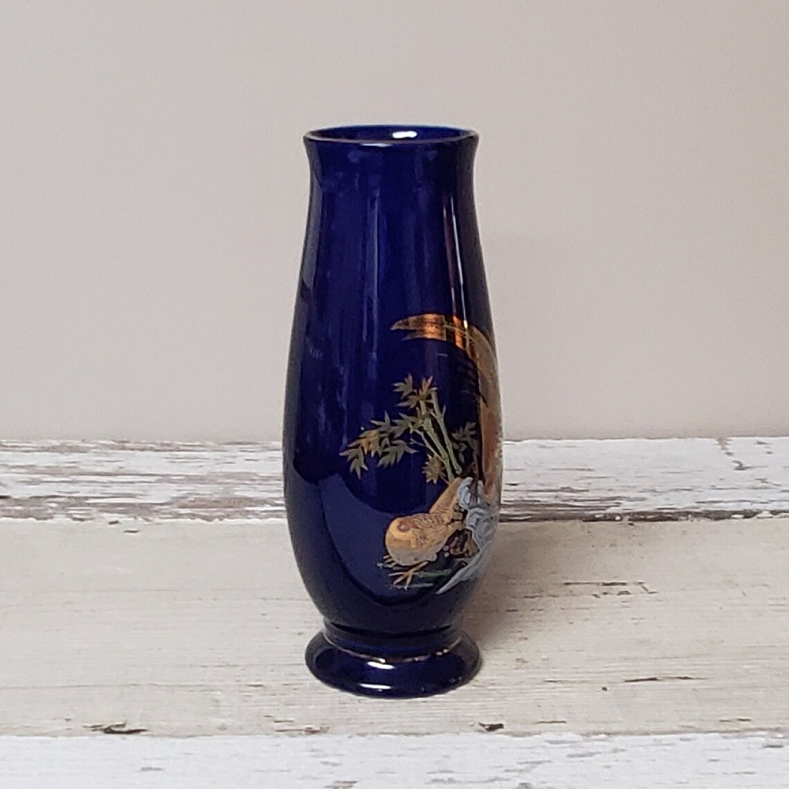 Vintage Japanese Kutani Porcelain Vase AS IS Cobalt Blue Etsy