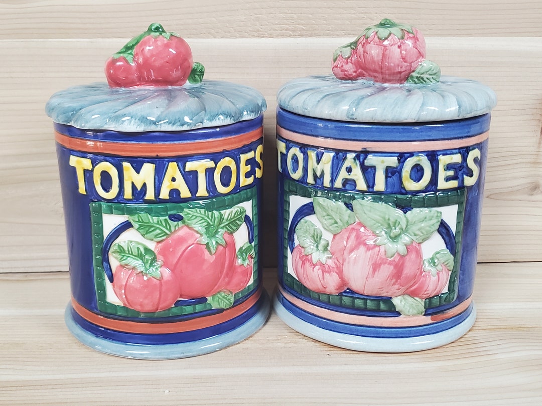 Vintage Ceramic Canister W/lid TOMATOES Jay Imports, Dry Goods Storage