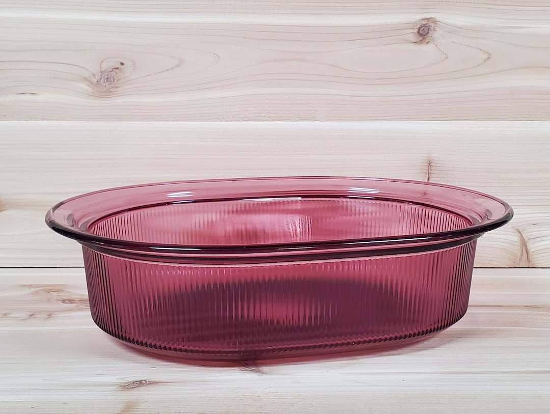 Vintage VISIONS Oval Cranberry 4qt Oven Roaster/casserole Dish NO LID