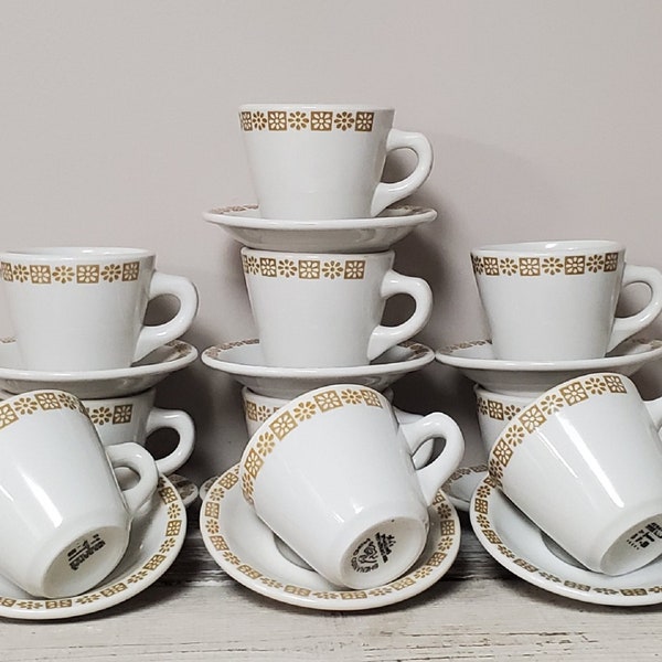 Vintage Cup & Saucer Set (1 Cup/1 Saucer) SHENANGO CHINA by Interspace Gold Dot Daisy/Country Kitchen Restaurant Ware *Read Note in Details*