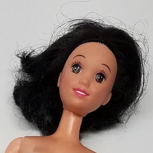 Vintage 11&quot; Disney&#39;s BELLE or SNOW WHITE Doll w/Shoulder Length Black Hair, Brown Eyes, Open Smile; Contemporary Disney Movie Character Doll
