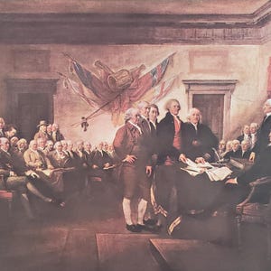 Vintage Patriotic Art Print; Declaration of Independence (#4277) by John Trumbull, Yale University Art Gallery © New York Graphic Society