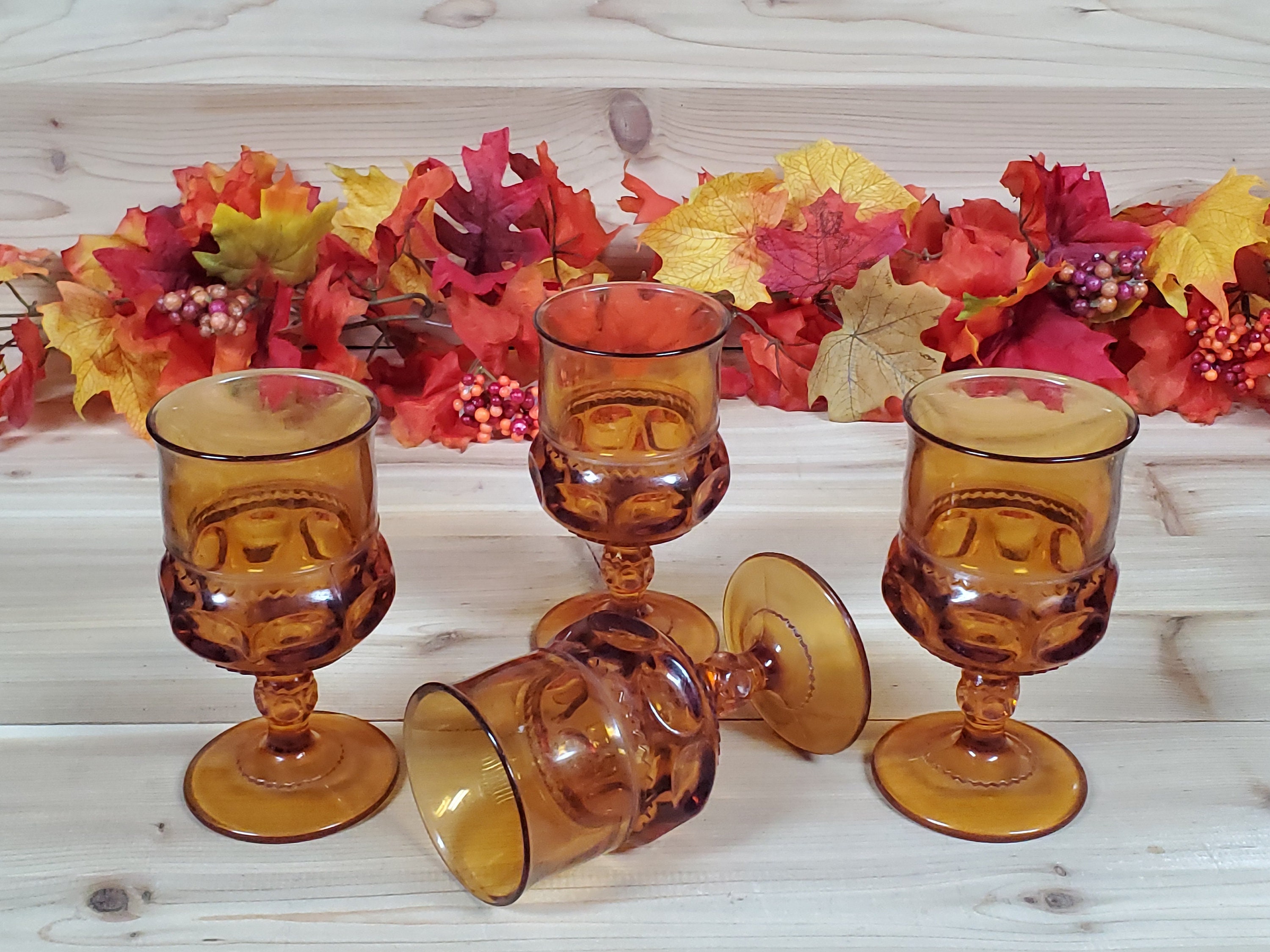 Vintage Color Crown AMBER 7-oz Footed Goblets (set of 4) by COLONY C ...