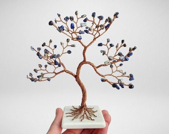 Lapis Lazuli Stone Tree, 9th Anniversary Gift, Wire Art, September Birthstone