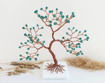 Green Crystal Tree, 55th Anniversary, Emerald Anniversary Gift for Grandparents