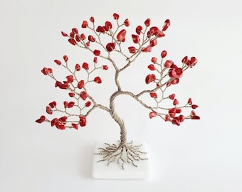 Coral Gemstone Tree, Parents Gift for 35th Anniversary, Handmade Decor