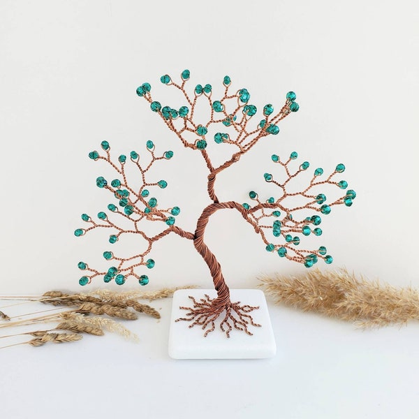 Green Crystal Tree, 55th Anniversary, Emerald Anniversary Gift for Grandparents