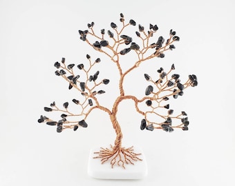 Arbre de vie en onyx, cadeau du 7e anniversaire, décoration d'intérieur minimale, arbre en fil de fer