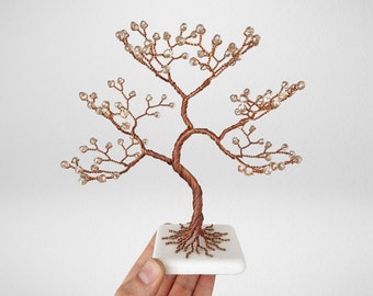 Crystal Copper Tree, 7th Anniversary Gift for Her, New Home Gift