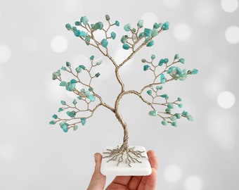 Amazonite Tree, Thank You Gift for Friend, Shelf Decor