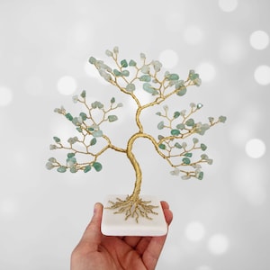 Aventurine Money Tree, Gift for Boss, Office Decor, Wire Art