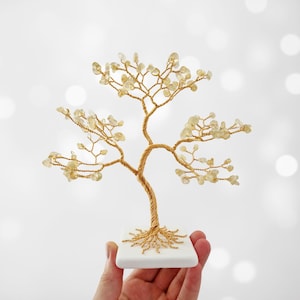 Citrine Quartz Tree, 13th Anniversary Gift for Wife, Feng Shui Decor