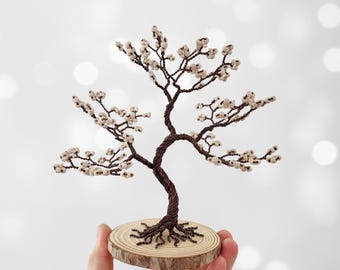 Albero della vita con perline beige, decorazione per tavolino da caffè, insolito regalo artigianale