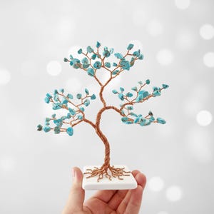 Turquoise Stone Tree, 11th Anniversary Gift for Wife, Sagittarius Gift, Wire Art