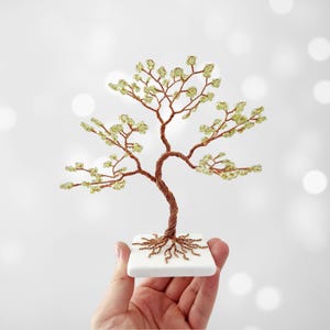 Albero della vita in rame con perline verdi, regalo di compleanno, decorazione da scrivania