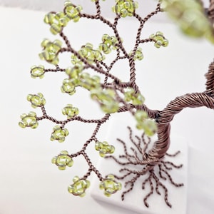 Decorative Wire Tree with Green Beads, Handmade Gift for Friend