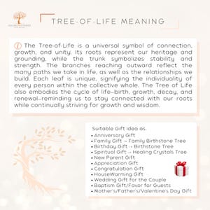 A Tree-of-Life has many religious and spiritual meanings and can be interpreted in many ways because symbolizes the intimate connection between earth and sky. Represents a fresh start of life, positive energy and good health, is also a symbol of luck