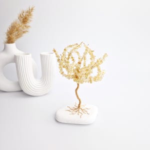 Mini Citrine Crystal Tree of Life, October Birthstone, Minimal Shelf Decor
