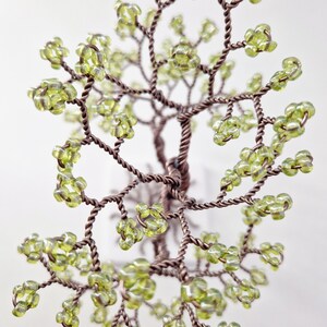 Decorative Wire Tree with Green Beads, Handmade Gift for Friend