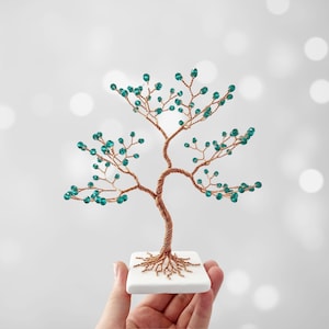Smaragdgroene kristallen boom, cadeau 55-jarig jubileum voor grootouders