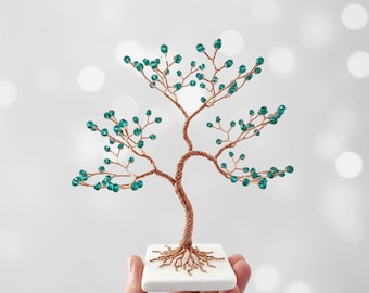 Albero di cristallo verde smeraldo, regalo per il 55° anniversario di matrimonio dei nonni.