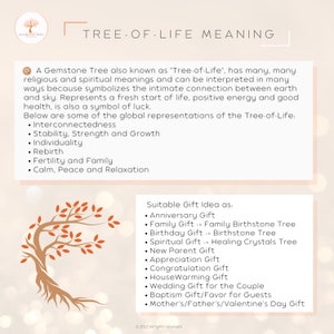 A Tree-of-Life has many religious and spiritual meanings and can be interpreted in many ways because symbolizes the intimate connection between earth and sky. Represents a fresh start of life, positive energy and good health, is also a symbol of luck