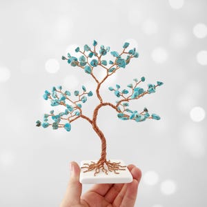Turquoise Stone Tree, 11th Anniversary Gift for Wife, December Birthstone