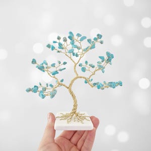 Türkisfarbener Edelsteinbaum, Geburtsstein für Dezember, Geschenk zum 11. Hochzeitstag für Frauen