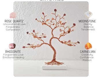 Feminine Crystal Tree of Life, Symbolic Gift for Women, Handmade Shelf Decor