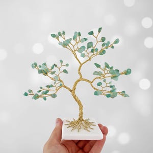 Arbre à billets en aventurine, cadeau pour patron, décoration de bureau, art en fil de fer