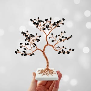 Onyx Tree of Life, 7th Anniversary Gift, Minimal Home Decor, Wire Art