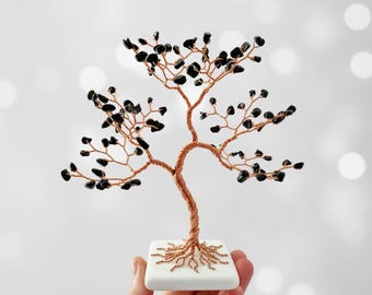 Onyx Tree of Life, 7th Anniversary Gift, Minimal Home Decor, Wire Art