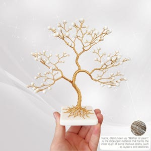50th Anniversary Gift for Parents, Gilt Wire Pearl Tree, Golden Wedding Present