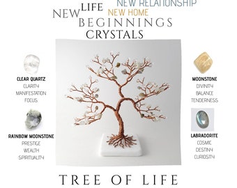 Healing Crystal Tree for New Beginnings, Housewarming Gift, Spiritual Cleanse