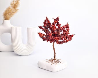 Mini arbre de pierre gemme de corail, cadeau pour l'hôte, décoration minimale