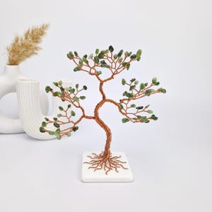 Árbol de la Vida de Jade Verde, regalo para el 12.º aniversario, escultura de bonsái de alambre