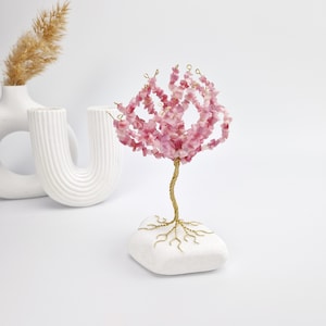 Roze kristallen levensboom kattenoog, eclectisch interieur