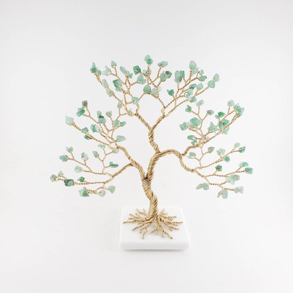 Money Tree, Cute Desk Decor, Green Aventurine Gem Tree, Healing Crystal