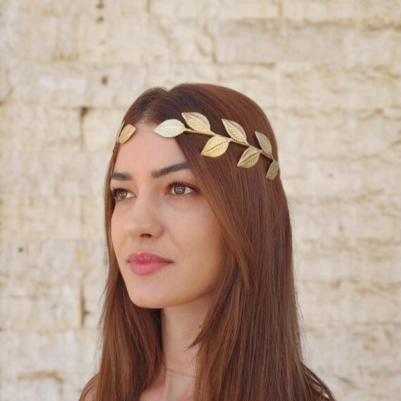 Metal Rose Leaf Crown, Greek Jewelry, Bachelorette Crown  display picture 1