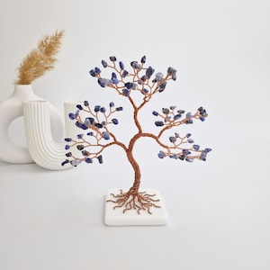 Lapis Lazuli Stein Baum, Geschenk zum 9th Jahrestag, Draht Kunst Skulptur